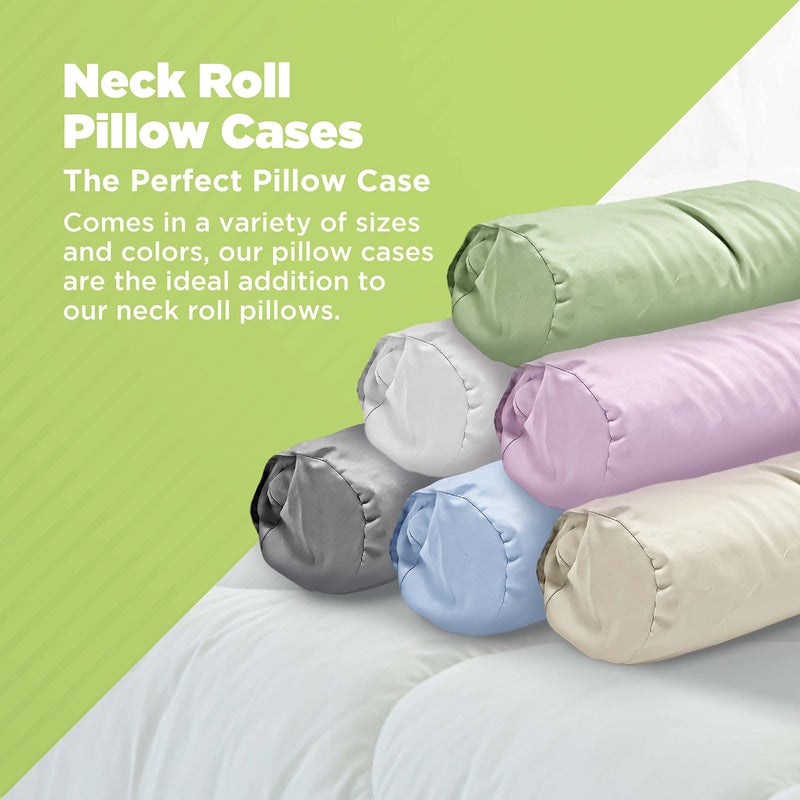 Bean Products Cotton Neck Roll Pillowcase - Hypoallergenic and Smooth Natural Fabric Pillow Protector - Soft and Breathable Sateen Weave Pillow Cover with Enclosed Sleeve Design - Made in USA - Natural, 6" x 16" - Image 2